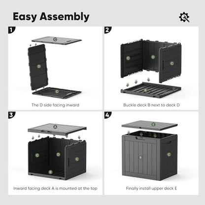 NEWBULIG 31 Gallon Outdoor Storage Box, Waterproof Deck Box with Lockable Lid, Patio Furniture Bench & Side Table, Easy Assembly, for Garden, Pool, Patio & Backyard Organization, Black
