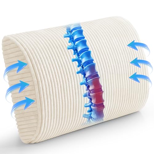 HIGOGOGO Lumbar Support Pillow for Recliner Chair/Accent Chair/Couch, Large Memory Foam Back Support Cushion for Elderly, Recliner Cushions for Back Rest, Pain Relief, Reading, Washable Cover, Beige - color: Beige, size: 20"x14"x5"