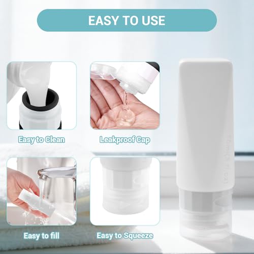 Travel Bottles Leak Proof,3 oz TSA Approved Silicone Squeezable, Refillable Containers Set for Toiletries Shampoo Conditioner Lotion (travel bottles black) - color: Black