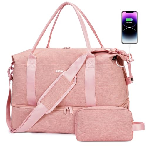 For Spirit Airlines Personal Item Bag Underseat Carry On Bag with Wet Pocket & Shoe Compartment & USB Charging Port - color: Pink