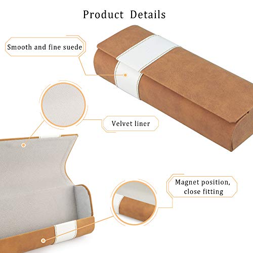 LifeArt Eyeglass Case Hard Shell, Portable Sunglass Case, Fashionable PU Leather Eyeglass Case, Lightweight - color: B_641_brown