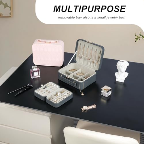 Jewelry Box for Women, Travel Jewelry Organizer Ladies Watch and Jewelry Case Travel Jewelry Case for Necklaces. (Grey) - color: Grey-2