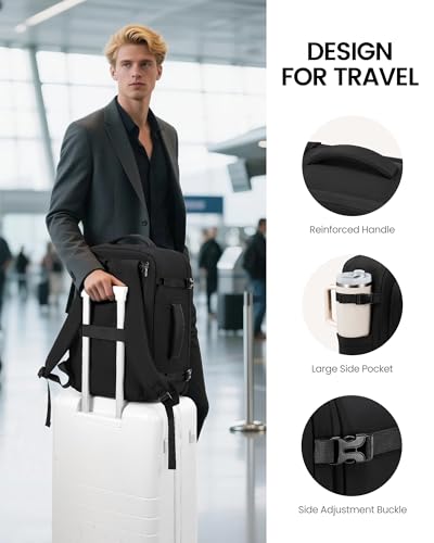 LOVEVOOK Travel Backpack for Women Men with Garment Bag, 50L Carry on Backpack as TSA Personal Item Flight Approved, Luggage Daypack Fits 17.3" Laptop, Overnight Business Weekender Travel Essential - color: Black, size: 50L-18.3 Inch-4Pcs