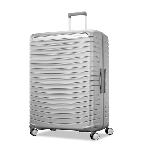 Framelock Max 29” Large Checked Hardshell Zipperless Luggage - Highly Secure Integrated Eazylock™ Mechanism - RightHeight™ Adjustable Handle - 360° Spinner Wheels - Airline Approved - Glacial Silver - color: Silver, size: Large Spinner