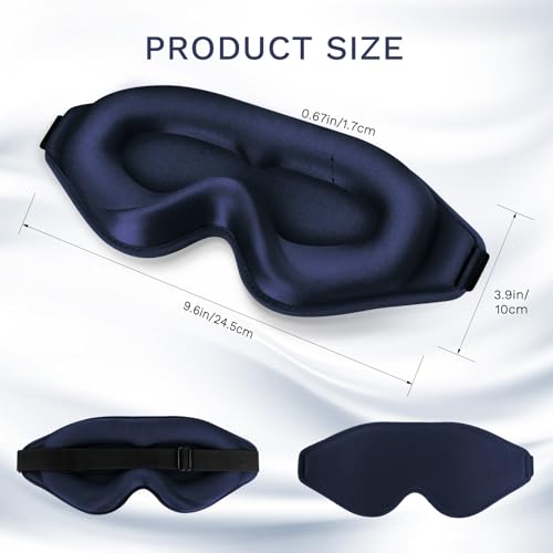 99% Fully Block Out Light Eye Sleep Mask, 3D Deep Contoured Eyes Cover Zero Pressure, Long Lash Extension Eyes Mask with Adjustable Straps for Sleeping Travel Home Nap Rest Women Men (Dark Blue) - color: Dark Blue