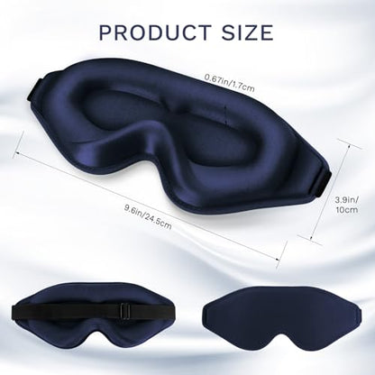 99% Fully Block Out Light Eye Sleep Mask, 3D Deep Contoured Eyes Cover Zero Pressure, Long Lash Extension Eyes Mask with Adjustable Straps for Sleeping Travel Home Nap Rest Women Men (Dark Blue) - color: Dark Blue