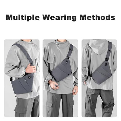 Anti Theft Travel Bag, One Shoulder Large Capacity Cross-body Bag Chest Fashion Lightweight Sling Bags for Travel Sports - color: Dark Grey, style: Left Shoulder