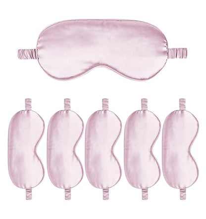 6PACK Silk Sleep Mask Satin Eye Masks Blackout Silky Eyeshade Cover Soft Blindfold Eyeshades for Women Sleeping Travel Gift - color: Nude Pink
