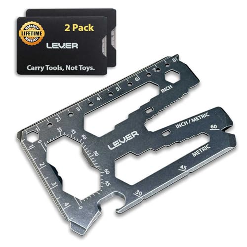 Lever Gear Toolcard Pro - 40 in 1 Credit Card Multitool. Slim, Minimalist Survival Card Wallet Tool Card. TSA Approved Multitool Card Pocket Tool. (Stonewash, 2-Pack) - color: Stonewash, size: 2-Pack