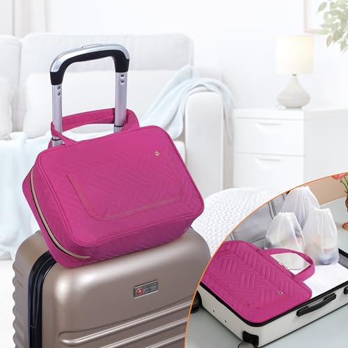 Hanging Toiletry Bag for Women Cosmetic Toiletries Travel Bag, Rose Red - color: Rose Red