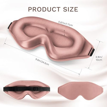 FlyCoco 99% Fully Block Out Light Eye Sleep Mask, 3D Deep Contoured Eyes Cover Zero Pressure, Long Lash Extension Eyes Mask with Adjustable Straps for Sleeping Travel Home Nap Rest Women Men (Rose) - color: Rose