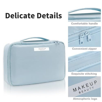 Queboom Travel Makeup Bag Cosmetic Bag Makeup Bag Toiletry bag for women and men (Blue-3pcs) - color: Blue-3pcs