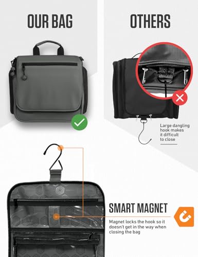 VENTURE 4TH Hanging Travel Toiletry Bag for Women & Men – Large Toiletry Organizer with 18 Compartments, Removable TSA Pouch, Travel Wash Bag for Toiletries, Makeup & Shaving Kit (Shadow Gray) - color: Shadow Gray