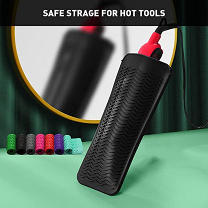 ZAXOP Resistant Silicone Mat Pouch for Flat Iron, Curling Iron,Hot Hair Tools (Black) - color: Black, size: 1 PACK