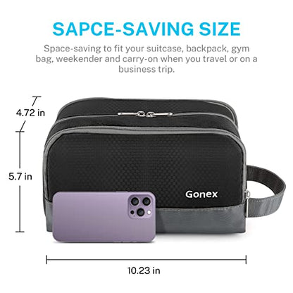 Gonex Travel Toiletry Bag Nylon, Shaving Bag Toiletry Organizer Black - color: Black