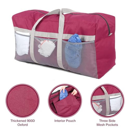 REDCAMP Foldable Travel Bag, Large Sports Bag, 75L/96L/100L, Lightweight Waterproof Tote Bag - color: 100L/Red