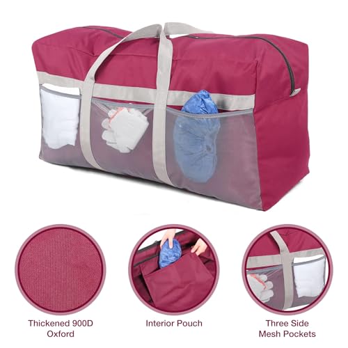 REDCAMP Foldable Travel Bag, Large Sports Bag, 75L/96L/100L, Lightweight Waterproof Tote Bag - color: 100L/Red