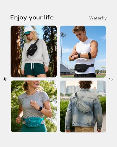 WATERFLY Small RFID Fanny Pack: 1.5L Slim Mini Anti-Theft Crossbody Waist Bag with Extender Strap, Water-Resistant Waist Pack for Men Women Travel Hiking Running-Grey - color: Grey