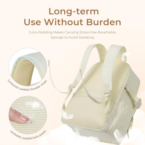 CLUCI Wrinkle-Resistant Laptop Backpack for Women, 17.3 Inch Anti Theft Travel Backpack, Puffer Quilted Work Backpack, Water Resistant College Bookbag with RFID - color: Wrinkle-resistant Fabric White
