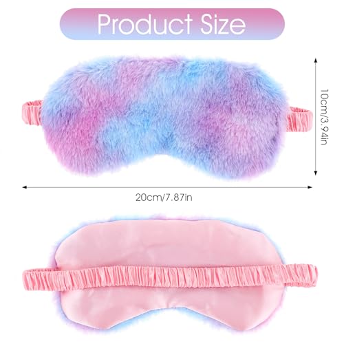 2 Pack Plush Sleeping Eye Mask Soft Plush Eye Mask Fuffy Eye Cover Comfortable Sleep Mask Blindfold Rainbow Faux Fur Eye Shade for Women, Men and Kids Travel Nap Sleeping - color: Rainbow