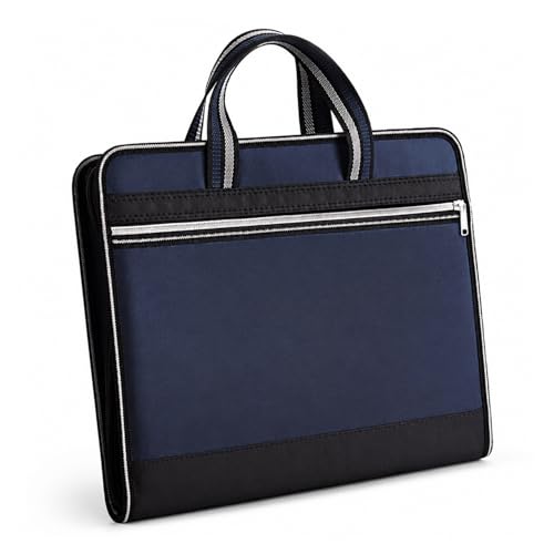 Canvas Expanding Files Organizer, Waterproof Accordion File Organizer with Color Labels,13 Pockets File Folders with Handle,Business Document Bag Briefcase Waterproof Fabric(Prussian Blue) - color: 1* Prussian Blue