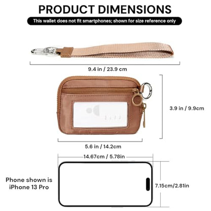Keychain Wallet Mini Zip Around Wristlet Wallets for Women Detachable Wristlet Portable Coin Purse Small Wallets Brown - color: Light Brown