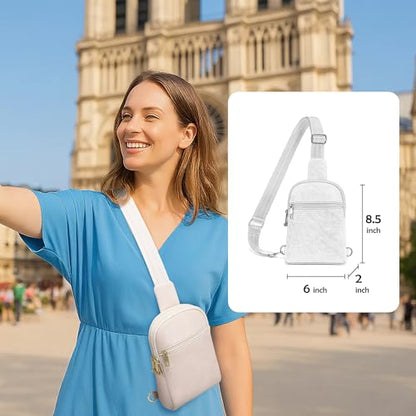 INICAT Anti Theft Crossbody Bags for Women Travel Small Sling Bag Fanny Packs Cross Body Purses Everyday - color: Milky White Antitheft, size: Large