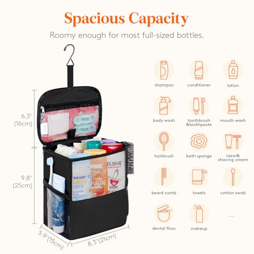 Lifewit Shower Bag Mesh Shower Caddy Portable College Dorm Room Essentials Tote Bag for Bathroom, Gym, Travel, Camping Quick Dry Hanging Shower Organizer Basket Toiletry Bag, Medium, Black - color: Black, size: M(8.3"L x 5.9"W x 9.8"H)