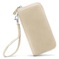 Moflycom Womens Wallet RFID Blocking Genuine Leather Zip Around Wallet Clutch Wristlet Travel Long Purse for Women - color: Y1-Beige