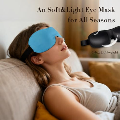 PrettyCare 3D Sleep Mask 2 Pack,Eye Mask for Side Sleeper 3D Contoured Sleeping Mask Blackout Out for Men- Blindfold Airplane with Ear Plugs, Night Masks with Travel Bag (Black&Blue) - color: A-black&blue