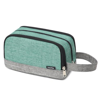 Yeiotsy Men's Travel Toiletry Bag – Small Dopp Kit with Mesh Pockets & 3 Compartments, Durable Shaving Organizer for Gym, Camping & Weekend Trips - color: Green