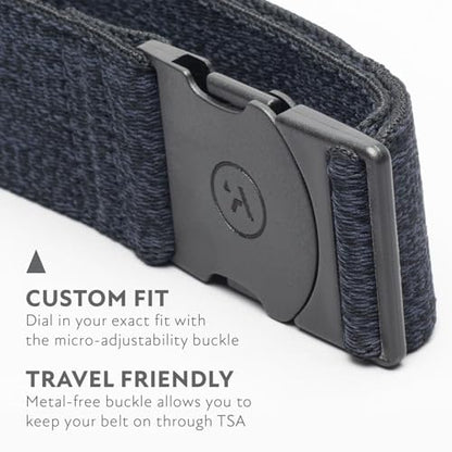 Arcade The Original Unisex Adventure Belt, Heavy Duty Elastic Webbing, Non-Metal Travel Friendly Buckle - color: Foundation - Heather Navy