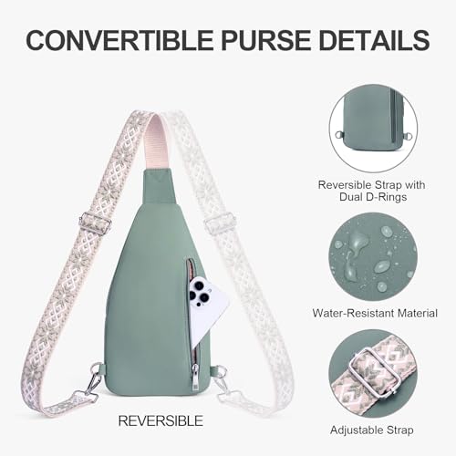 Small Sling Bag for Women, Puffer Crossbody Bag Anti Theft Travel RFID Purses Fanny Packs for Travel Hiking - color: Green