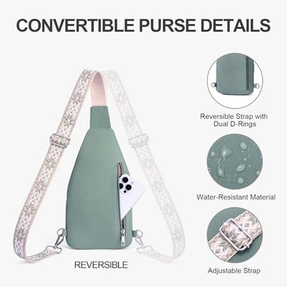 Small Sling Bag for Women, Puffer Crossbody Bag Anti Theft Travel RFID Purses Fanny Packs for Travel Hiking - color: Green