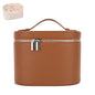 Leather Make Up Bags With Compartments, Brown travel Cosmetic Bags for Women, Parallel Makeup Travel Bags Organizer Equipped With a Detachable Divider - color: Brown