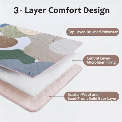 Exclusivo Mezcla Extra Large Waterproof Picnic Blankets 3 Layer, Sandproof and Foldable Outdoor Blanket for Beach Camping, Park and Travel - color: Abstract Brown