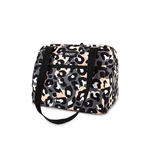 PackIt Freezable Hampton Lunch Bag, Wild Leopard Gray, Built with EcoFreeze Technology, Collapsible, Reusable, Zip Closure with Front Pocket and Shoulder Straps, Perfect for Tweens and Adults - color: Wild Leopard Gray