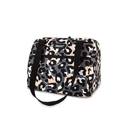 PackIt Freezable Hampton Lunch Bag, Wild Leopard Gray, Built with EcoFreeze Technology, Collapsible, Reusable, Zip Closure with Front Pocket and Shoulder Straps, Perfect for Tweens and Adults - color: Wild Leopard Gray