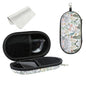 Double Eyeglasses Case, Hard Shell Dual Sunglasses Organizer with Zipper Clip Travel Glasses Storage for Women Men - color: White Flower