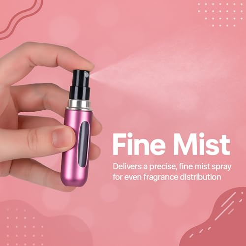 Mini Refillable Perfume Atomizer 5ml – Travel-Size Spray Bottle for Fragrance, Easy Refill, Leak-Proof Design, Compact Scent Dispenser for Purse or Pocket (Pack of 2)