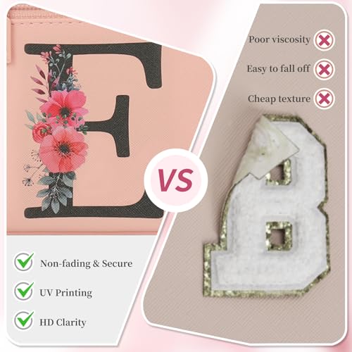 OCHEAL Initial Makeup Bag,Monogram Make up Bag Pink Travel Makeup Organizer Case Beauty Toiletry Cosmetic Bag with Brush Holder, Trendy Stuff Personalized Gifts for Women and Girls-E - color: Pink, style: E