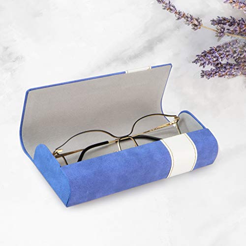 LifeArt Eyeglass Case Hard Shell, Portable Sunglass Case, Fashionable PU Leather Eyeglass Case, Lightweight - color: B_641_blue