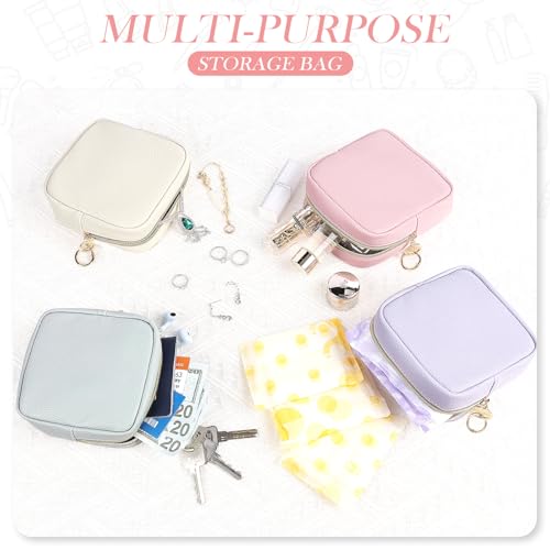 4.9" Small Makeup Bag for Purse, PU Leather Mini Cosmetic Bag with Ring Buckle, Portable Small Makeup Travel Toiletry Pouches for Women, Birthday/Wedding/Christmas Gifts (Pink) - color: Pink-4.9 inch
