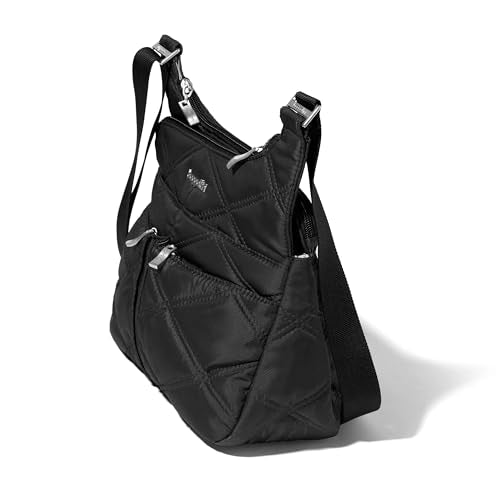 Baggallini Crossbody Travel Bag 11x8.5 Lightweight Water-resistant Nylon Handbag - color: Black Quilt