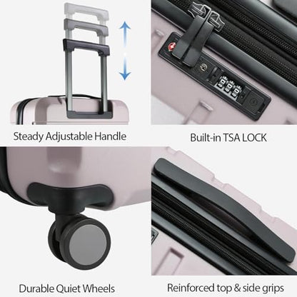 KROSER Hardside Expandable Carry On Luggage with Spinner Wheels & Built-in TSA Lock, Durable Suitcase Rolling Luggage with USB Port, Carry-On 20-Inch, Matte Purple/Pink - color: Matte Purple/Pink