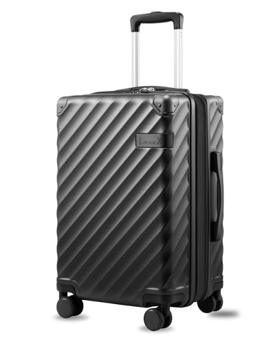 LUGGEX Carry On Luggage 22x14x9 Airline Approved, KVC Expandable Polycarbonate Hard Shell Suitcase for Travelling (EX-Core, Charcoal Metallic, 20 Inch, 40L-44L) - color: Charcoal Metallic, size: Carry-On 20-Inch
