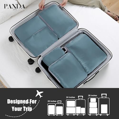 PANDA JOYS 4 Set Compression Packing Cubes Travel - Travel Accessories Expandable Packing Organizers for Carry On - Essentials Luggage Bags - Dark Blue - color: Dark Blue