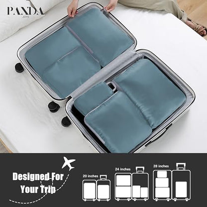 PANDA JOYS 4 Set Compression Packing Cubes Travel - Travel Accessories Expandable Packing Organizers for Carry On - Essentials Luggage Bags - Dark Blue - color: Dark Blue