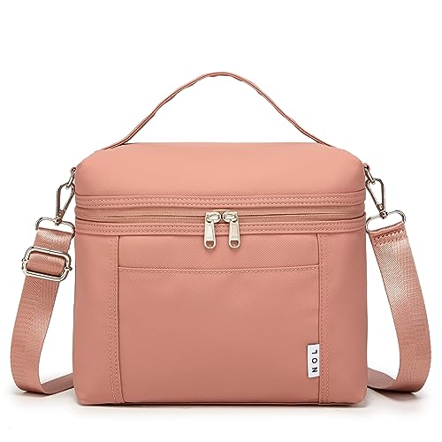 NOL Natural Organic Lifestyle Insulated Lunch Bags for Women Cooler Bag Lightweight Nylon Waterproof Lunch Box For Work (Dark Pink, Medium(normal)) - color: Dark Pink, size: Medium (8 Liters)