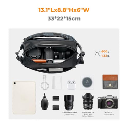 K&F CONCEPT Camera Sling Bag Crossbody Bag Waterproof Camera Shoulder Backpack DSLR/SLR/Mirrorless Camera Case - color: 05 Black+camouflage Medium